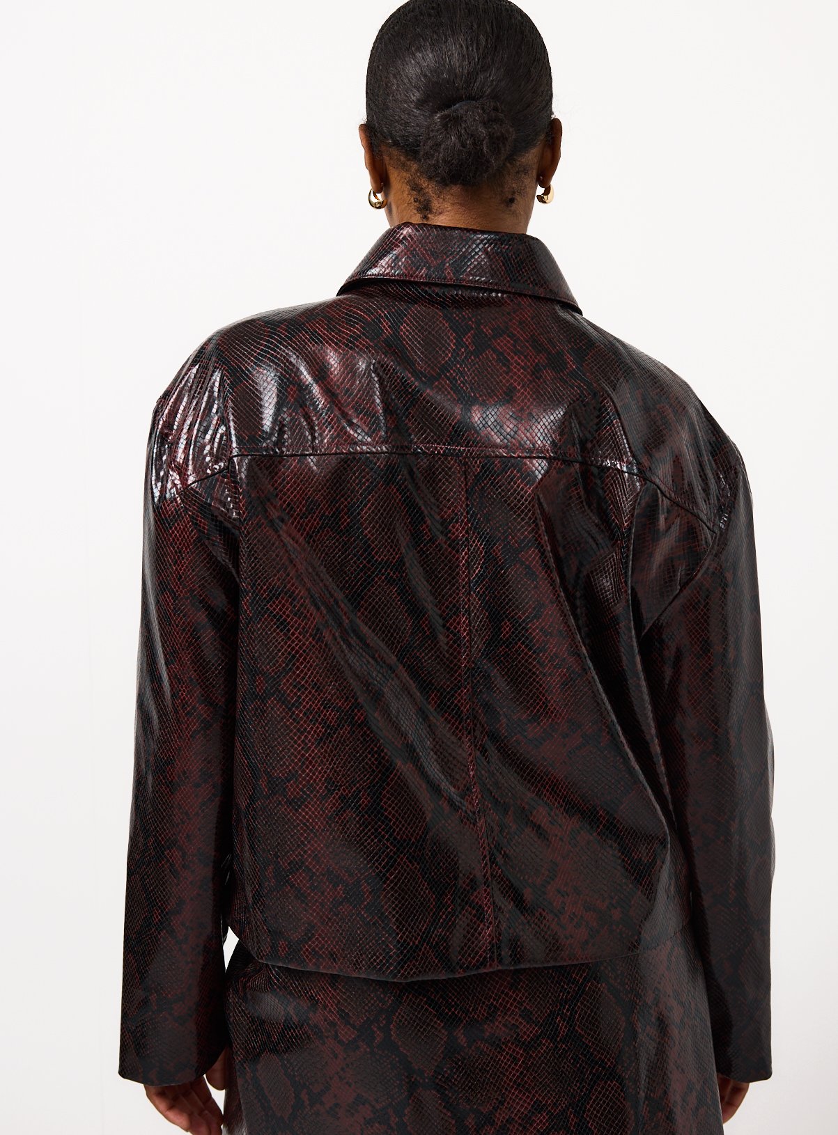 Dark Red Snake Printed Vinyl Boxy Co-ord Blazer 16 - Image 4 thumbnail